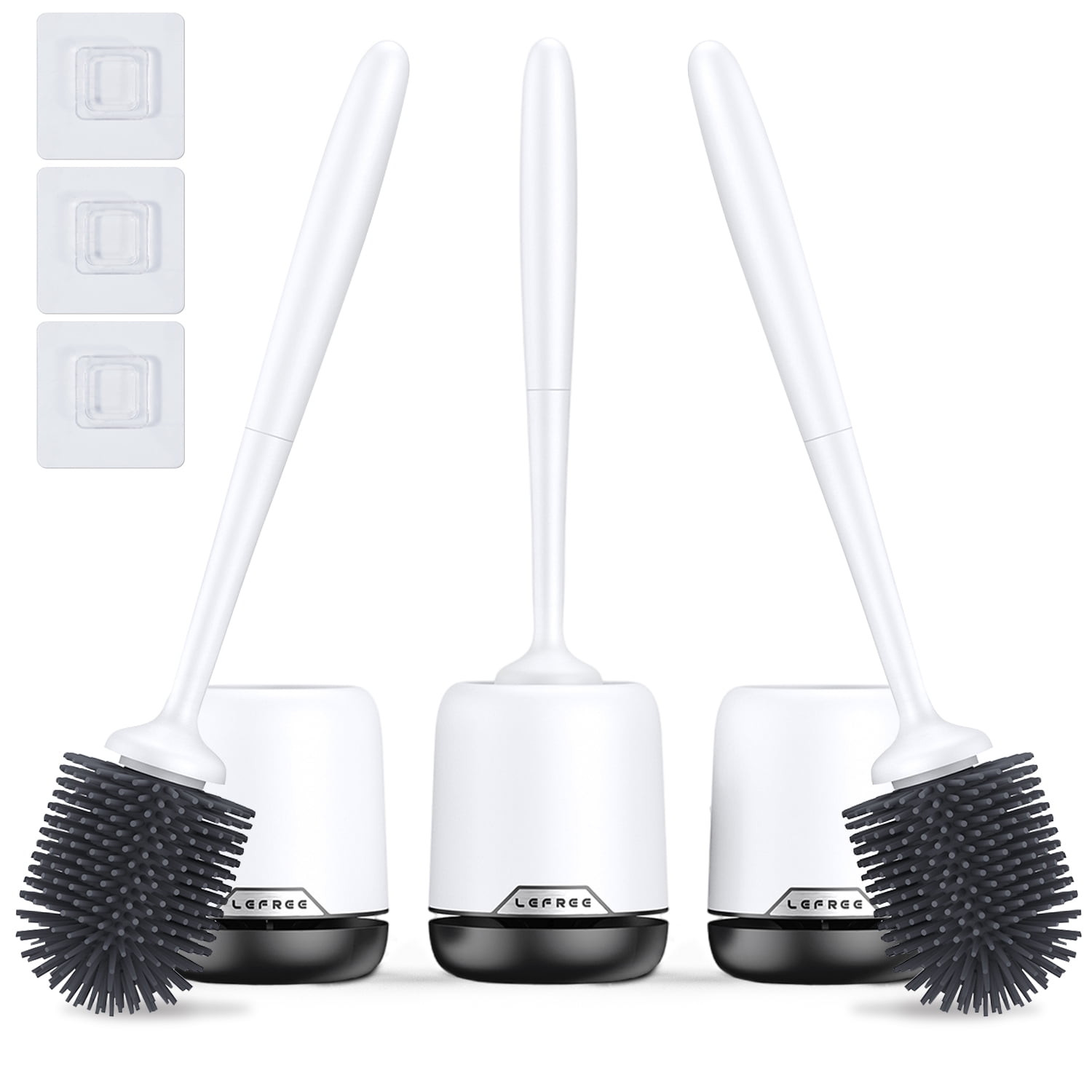 SAIDESI Silicone Toilets Brush and Caddy Set Bathroom Cleaner 3Pack