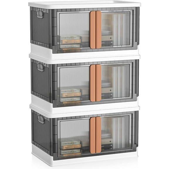Lefree Storage Bins with Lids Collapsible Box Containers Organizer 8.4gal/32L Storage Box (3Pack)
