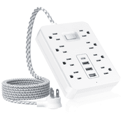 Lefree Surge Protector Power Strip - 8 Outlets with 3 USB 1 USB C15W Charging Ports Extension Cord, 5FT Flat Plug Wall Mount Desk USB Charging Station for Home Office white