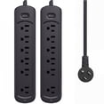 thumbnail image 1 of Lefree Surge Protector Power Strip with 4-Foot Extension Cord - 6 Outlet for Indoor/Office Use, Black, 2Pack, 1 of 5