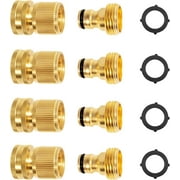 Lefree Yard Garden Hose Connectors 3/4" Brass Quick Connect Adapters (4 Sets)