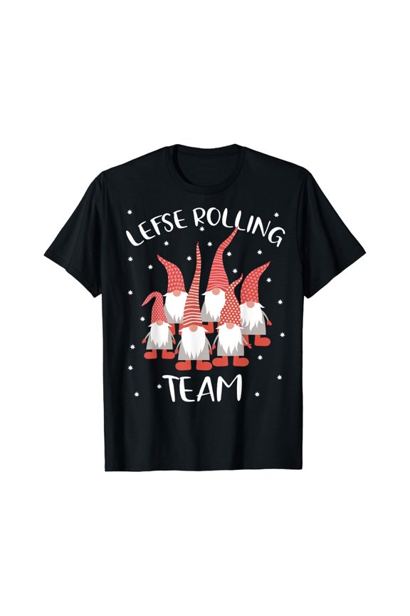 Lefse Rolling Team Gnome Tomte Winter Graphic T-Shirt