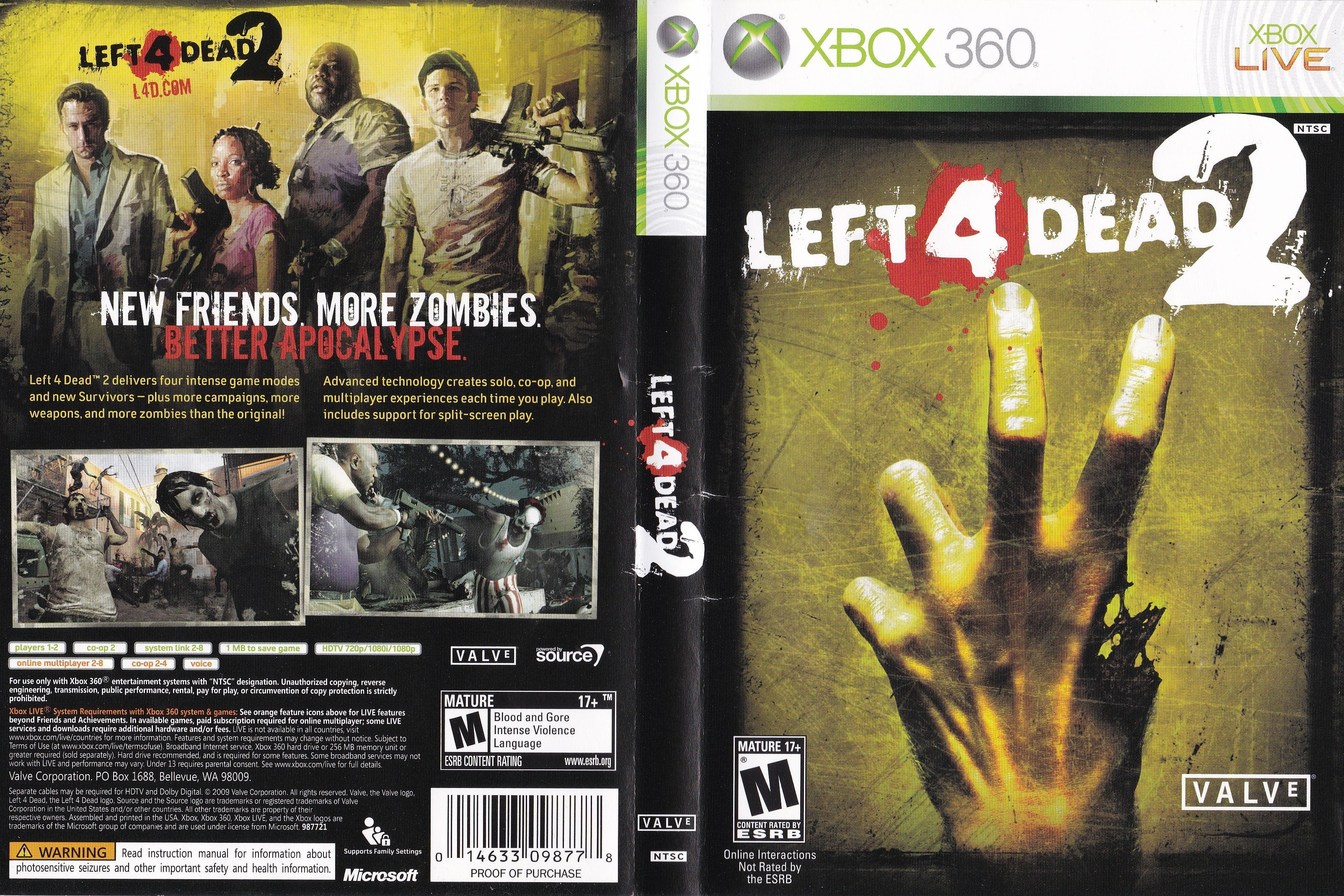 Left 4 Dead 2 Jogo De Zumbi Exclusivo Para Xbox 360 (leia