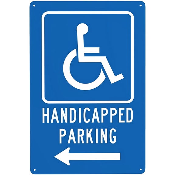 Left Arrow Handicapped Parking Sign - 8"x12" Metal Security Tin Warning Sign, Accessibility Decor for Street Business Home Parking Lot