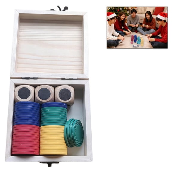 Left Center Right Dice Game Set - Portable Wooden Dice & Chip Game for Family Fun