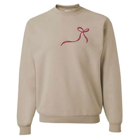 Left Chest Merry Christmas Bow Womens Crewneck - Multiple Colors