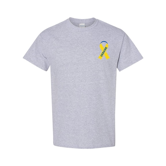 Left Chest Ribbon Ukraine Ukrainian Pride DT Adult T-Shirt Tee
