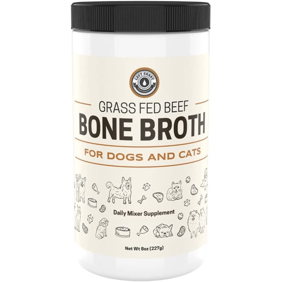 Left Coast Performance Beef Bone Broth Powder, Joint & Gut Support Beef Broth Powder for Dogs and Cats, Beef Flavor, 8 oz