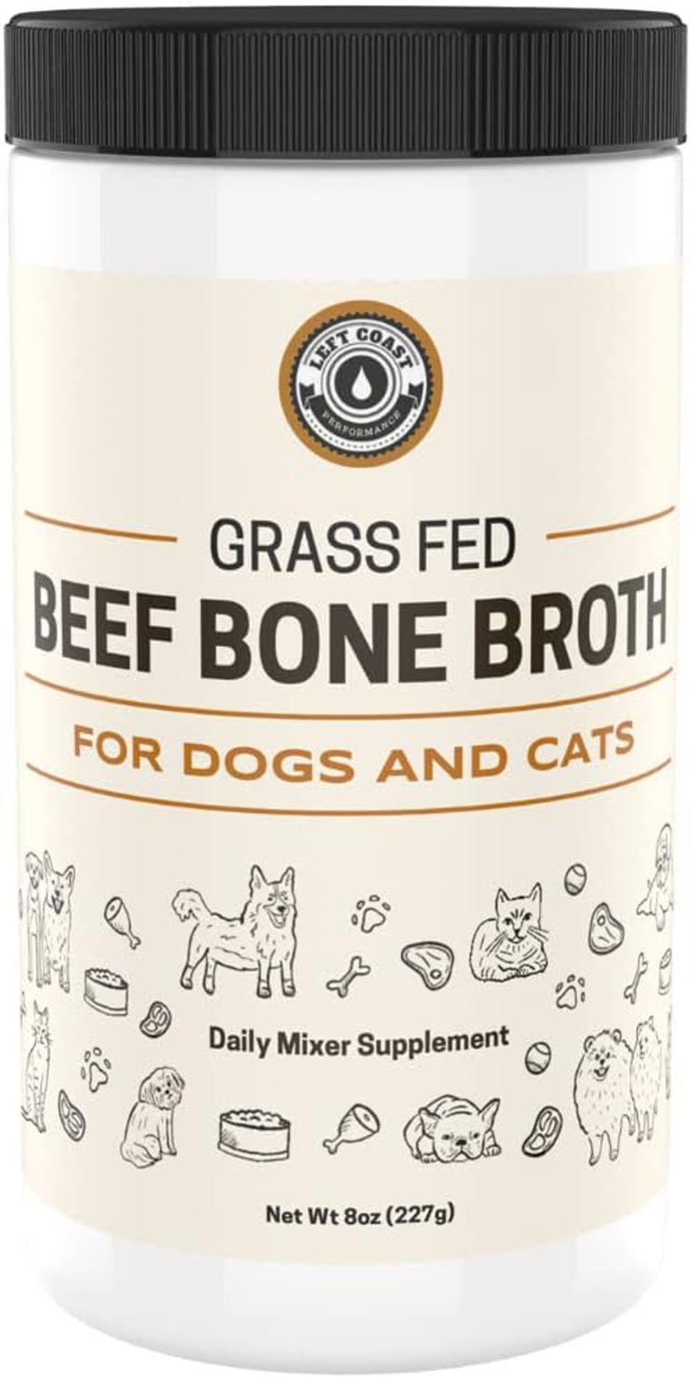Left Coast Performance 8oz Beef Bone Broth Powder for Dogs and Cats