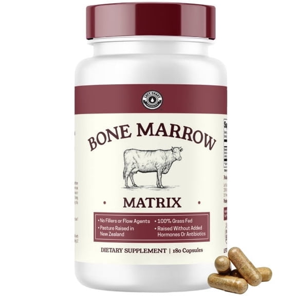 Left Coast Performance Bovine Bone Marrow Supplement - 100% Grass Fed and Pasture Raised in New Zealand- Supports Collagen, Joint, Bone & Immune Health- 180 Capsules