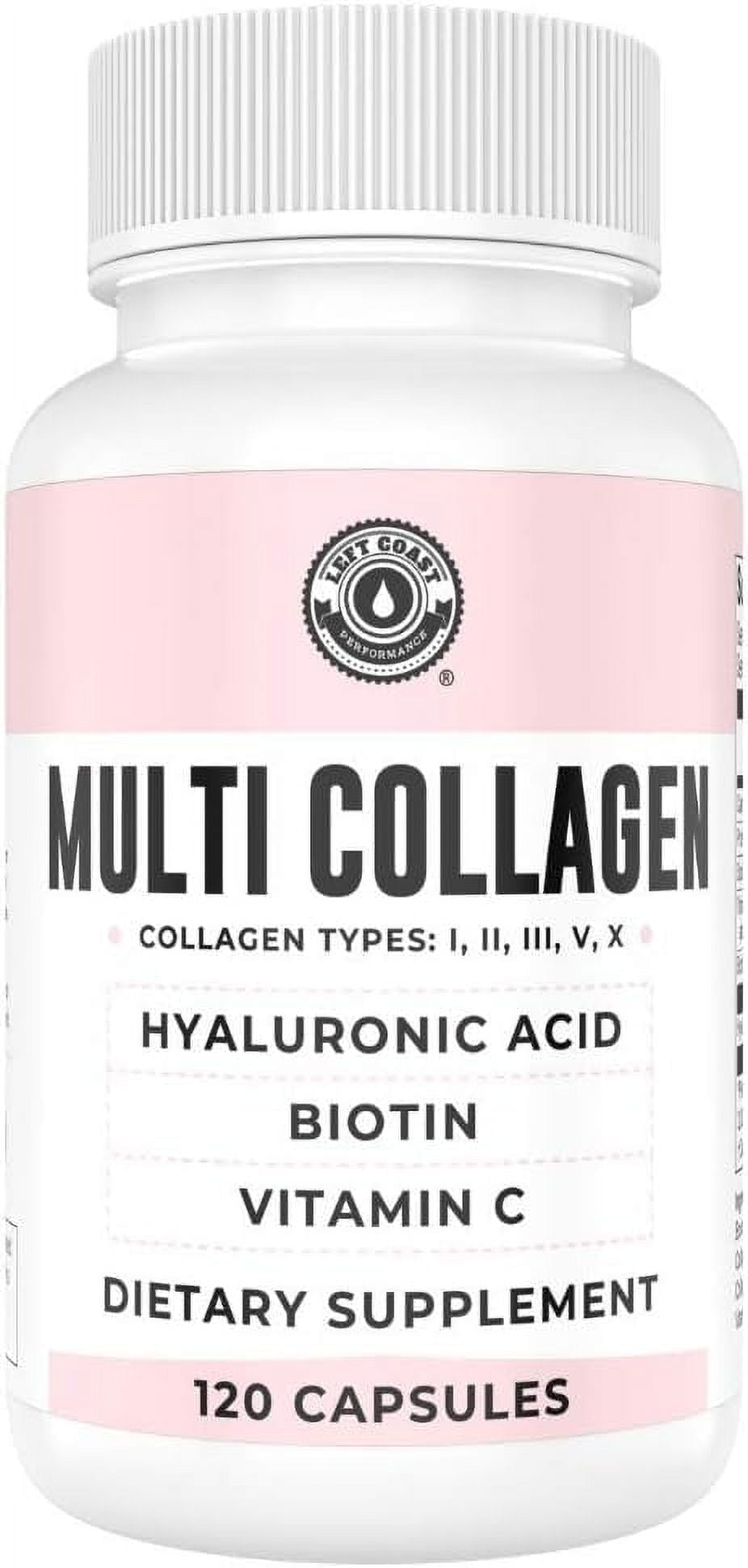 Left Coast Performance Collagen Peptide Pills | Collagen with Vitamin C and Biotin | Hydrolyzed Collagen Capsules - 120 Ct