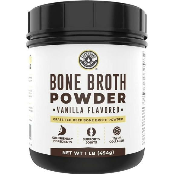 Left Coast Performance Keto Bone Broth Powder | Grass Fed Protein Powder with Collagen | Vanilla, 16 oz