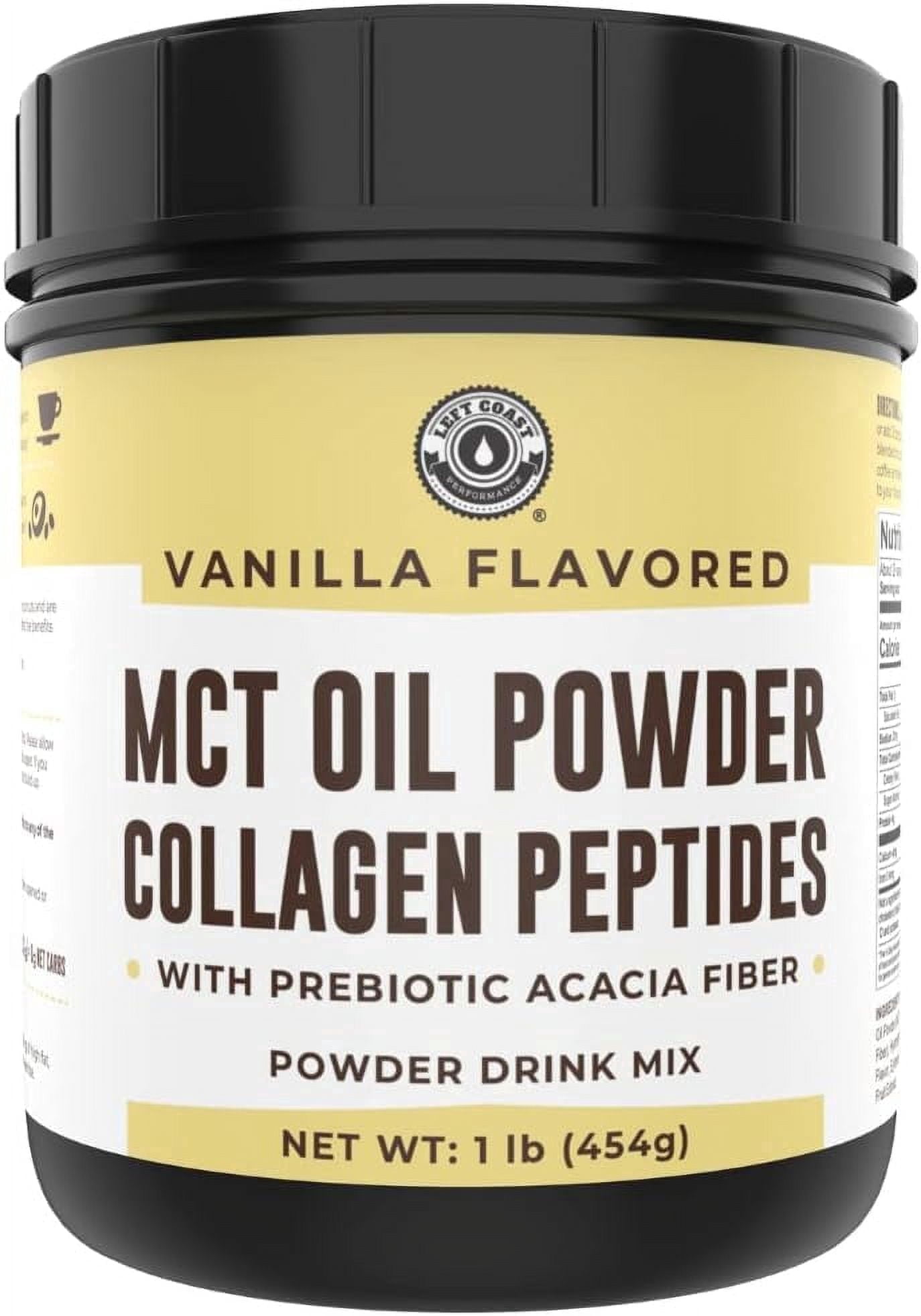 Left Coast MCT Oil Powder Drink Mix  Vanilla, 1 lb