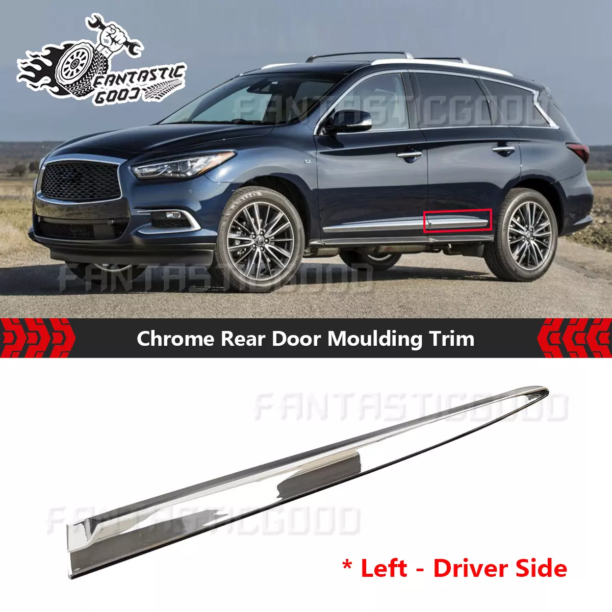 Infiniti Rear Door Moulding RH 82876-3JA0B OEM Genuine JX35 QX60 Exterior Trim