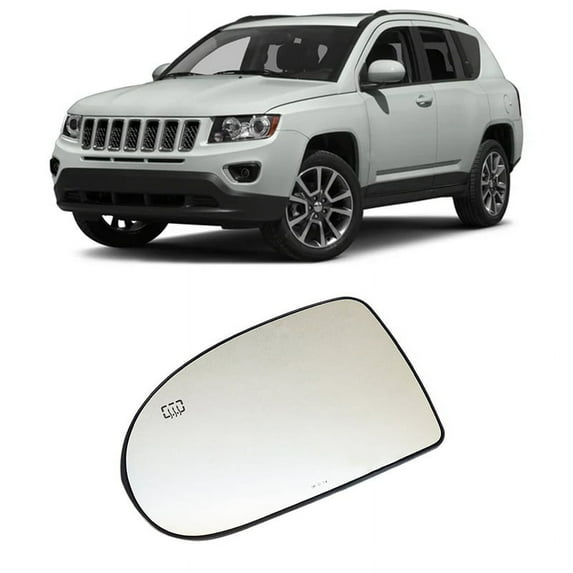 Left Door Wing Side Mirror Glass Heated with Backing Plate for Compass 2007 - 2017