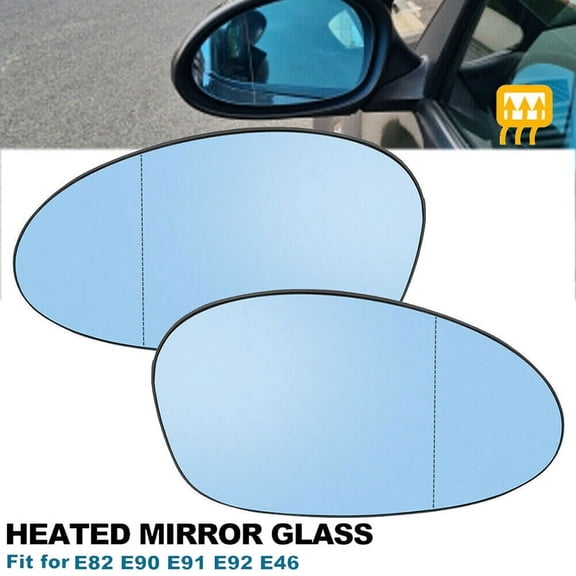 Left Driver Side Blue Wing Door Mirror Rearview Mirror Glass Heated for- 1 3 Series E81 E87 E82 E46 E90 E92 Z4 E85