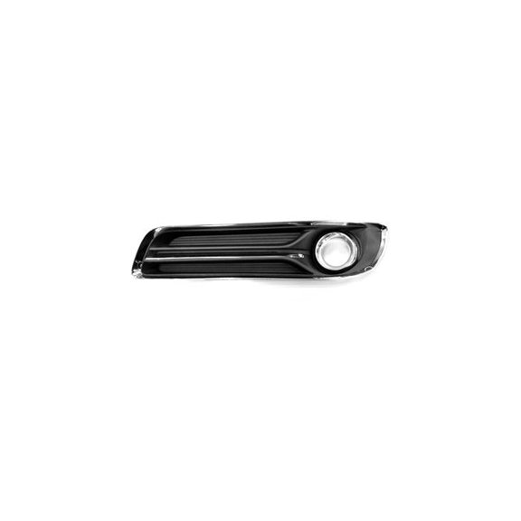 Left Driver Side Fog Light Bezel, Black with Chrome - Compatible with 2011 - 2014 Chrysler 300 (without Adaptive Cruise) 2012 2013