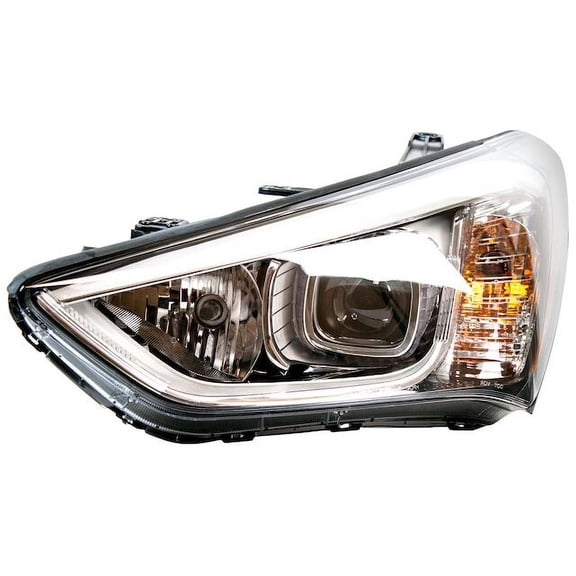 Left Driver Side Halogen Headlight Assembly - with Black Bezel - Compatible with 2013 - 2016 Hyundai Santa Fe Sport 2014 2015