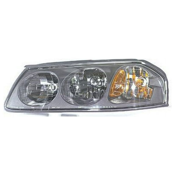Left Driver Side Headlight Assembly - Black Bezel with Bulb Shield Over Center Bulb - Compatible with 2000 - 2004 Chevy Impala (Up To 2/05/2004) 2001 2002 2003