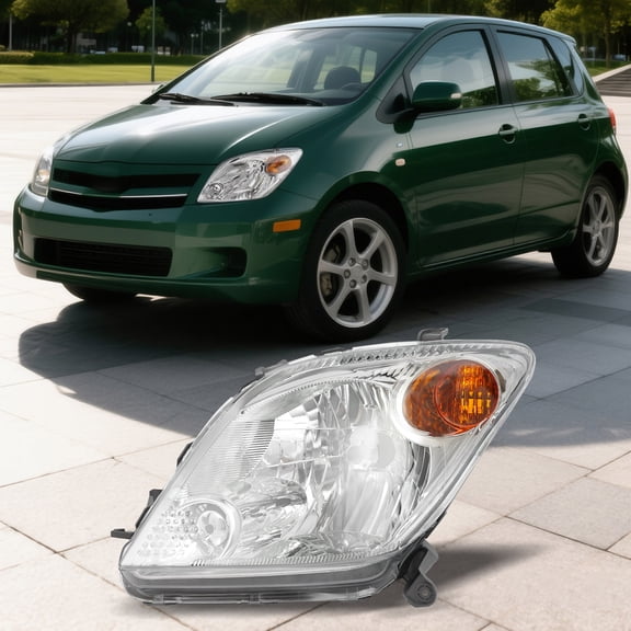 Left Driver Side Headlight Assembly, Halogen, Clear Lens, Direct Replacement, Durable PC Material,Halogen Head Lamp Assembly  for Scion XA 2004 2005