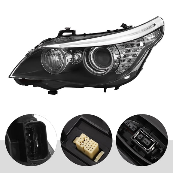 Left Driver Side Headlight For 2008-2010 BMW 5-Series 528i xDrive/535i xDrive/550i/M5 NON-Without AFS Models (Bulb Not Included)