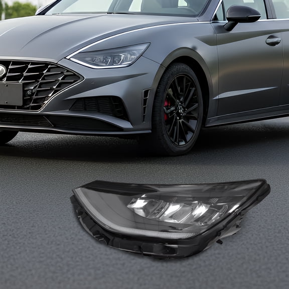 Left Driver Side LED Headlight for 2020-2022 Hyundai Sonata High-Performance LED, Durable PC & PP Construction, Direct Replacement