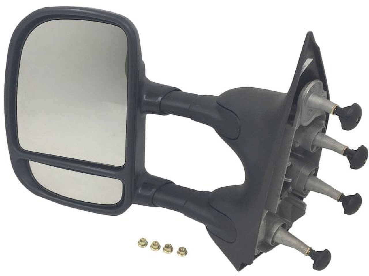 Left (Driver Side) Manual Mirror - Manual Telescoping Trailer Tow Mirror - Black Textured - Compatible with 2003 - 2016 Ford E-350 Super Duty 2004 2005 2006 2007 2008 2009 2010 2011 2012 2013