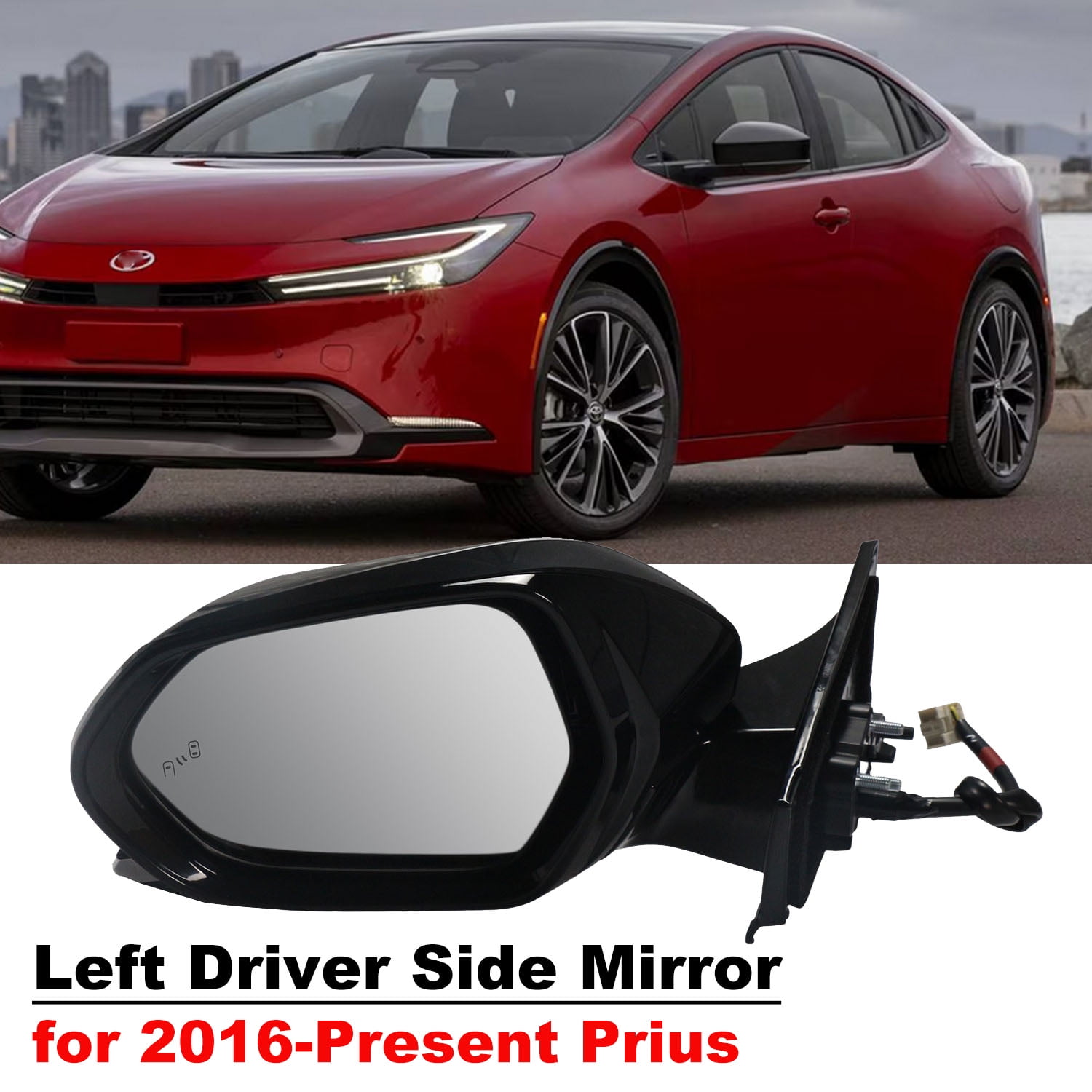 Left Driver Side Mirror for 20162023 Toyota Prius Black Door Mirror