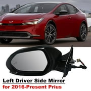 Left Driver Side Mirror for 2016-2023 Toyota Prius Black Door Mirror Power Heated Lamp BSM Built-in Signal Light fit 2016 2017 2018 2019 2020 2021 2022 2023 Toyota Prius Suv Accessory TO1320357 (LH)