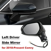 Left Driver Side Mirror for 2018-2024 Toyota Camry Power Non-Heated Door Mirror for 2018 2019 2020 2021 2022 2023 2024 Toyota Camry Sedan Accessory, Black