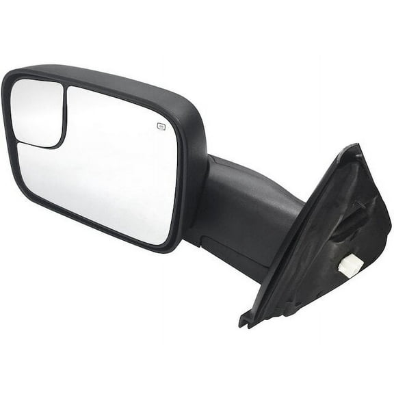 Left Driver Side Power Door Mirror - Trailer Tow, Manual Flip-Up, Heated, Black Textured - Compatible with 2003 - 2009 Dodge Ram 2500 2004 2005 2006 2007 2008