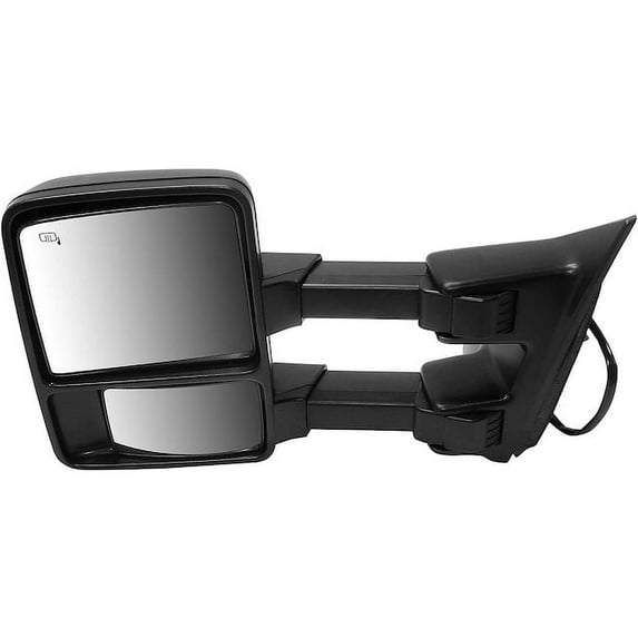 Left Driver Side Power Mirror - Black - with Heated Glass, Manual Telescoping, Turn Signal, Clearance Lamp, Heated Spotter - Compatible with 2009 - 2016 Ford F-250 Super Duty 2011 2012 2013 2015