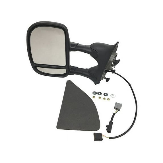 Left Driver Side Power Mirror - Dual Arm, Manual Telescopic, without Turn Signal, Textured, Trailer-Tow Type, without Heated Glass - Compatible with 1999 - 2007 Ford F-250 Super Duty 2000 2001