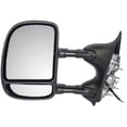 thumbnail image 1 of Left Driver Side Power Mirror - Dual Arm - Textured Black - Telescopic - Trailer Tow Type - without Turn Signal and Heated Glass - Compatible with 1999 - 2007 Ford F-350 Super Duty 2000 2001 2002, 1 of 2