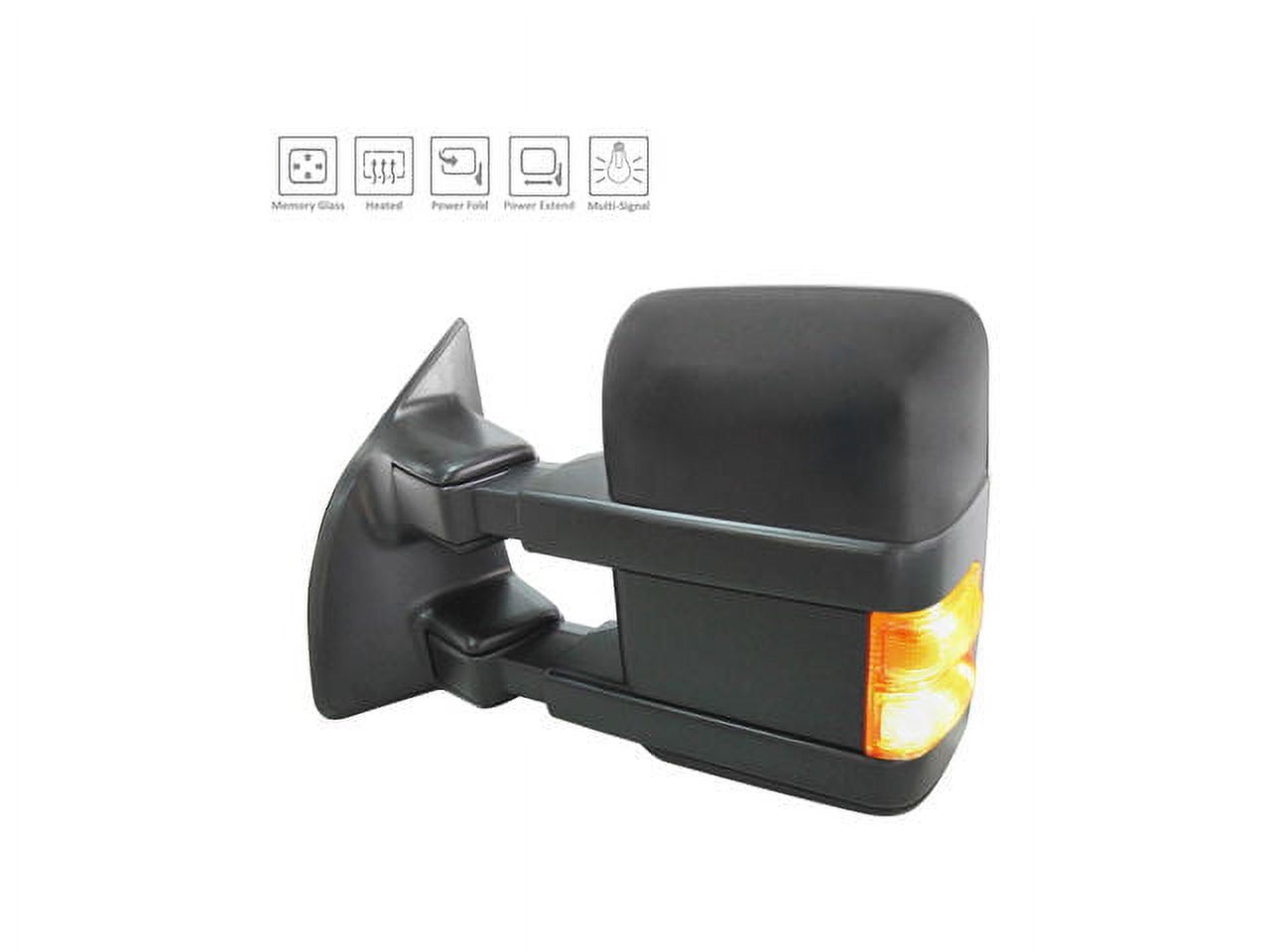 Left Driver Side Power Mirror - Textured Black - Tow Type - with Heated Glass, Power Fold, Telescoping, Turn Signal, and Memory - Compatible with 2010 - 2016 Ford F-250 Super Duty 2011 2012 2013