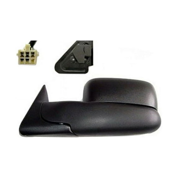 Left Driver Side Power Mirror - Towing - with Heated Glass and Bracket - Compatible with 1998 - 2002 Dodge Ram 2500 1999 2000 2001