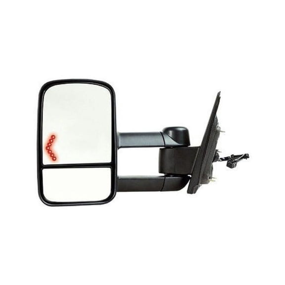 Left Driver Side Power Mirror - Trailer Tow Type - Dual Lens - Manual Folding - with Heated Glass and Turn Signal - Compatible with 2015 - 2017 Chevy Silverado 2500 HD 2016