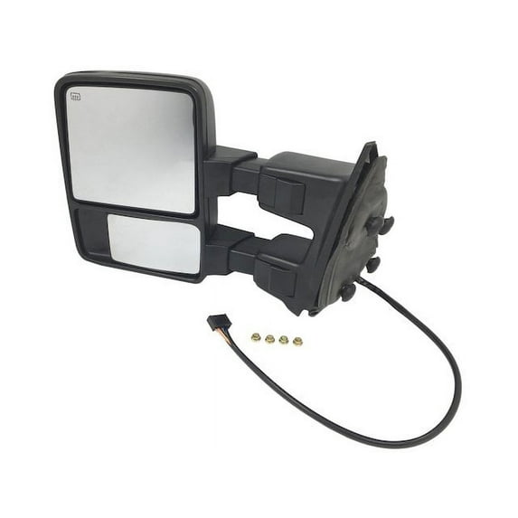 Left Driver Side Power Mirror - Trailer Towing, Manual Telescopic, Heated, Turn Signal, Black Textured - Compatible with 2009 - 2016 Ford F-350 Super Duty 2010 2011 2012 2013 2014 2015