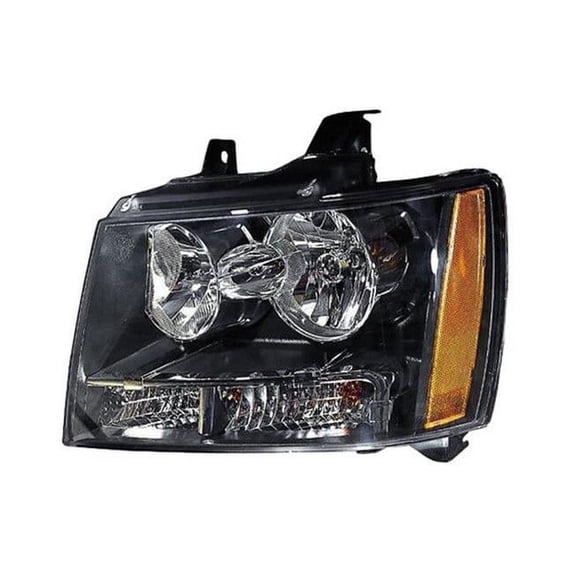 Left Driver Side Replacement Headlight for 2007-2013 Chevy Avalanche, Black