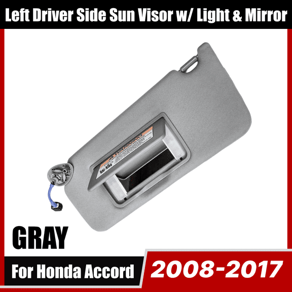 Left Driver Side Sun Visor Fit for Honda Accord 2008-2017, Sun Visor Assembly Replacement w/ Mirror 83280TA5A51ZA, Gray
