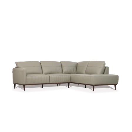 Left Facing Sectional Sofa with Chaise and Vertical Stitching Details, Gray