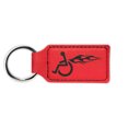 thumbnail image 1 of Left Facing Wheelchair with Flames Keychain Leatherette Rectangle - Laser Engraved - Many Colors - Key Chain Ring - handicap hot rod hotrod - Red, 1 of 2