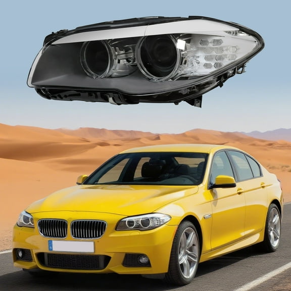 Left Front Xenon Headlight Assembly for BMW 5 Series F10 2011-2013, LED Daytime Running Light, Clear Lens, Direct Replacement