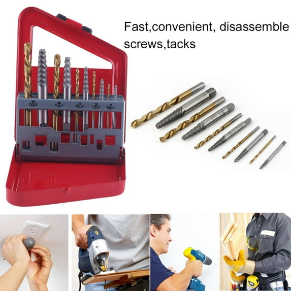 Left Hand Drill Bit Set Steel Handed Stud Remover Screw Extractor Reverse