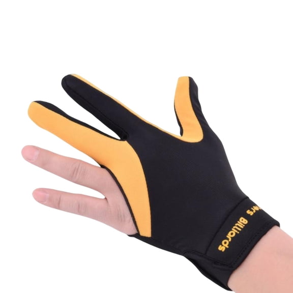 Left Hand Pool Snooker Glove Made of Elasticized Fabric Adjustable Tightness Wristband Elastic with Skid Pad Stretchable , Yellow Black