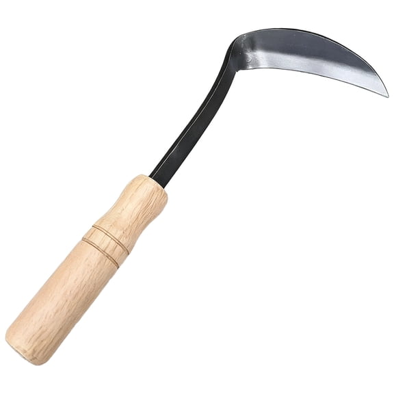 Left Hand Sickle, 4.3 in / 11 cm Cutter Japanese Weeding Sickle with Curved Beech Handle, 0.16 in / 0.4 cm Thick Carbon Steel Cutter Sickle Garden Tool for Harvesting, Weeding