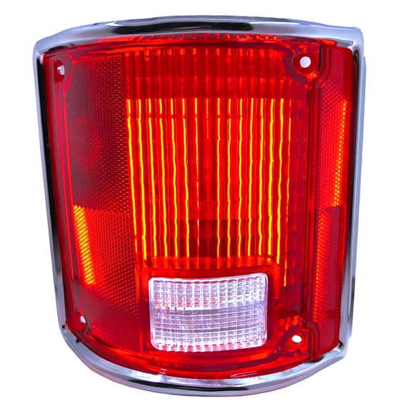 Left Hand Tail Light Lens for 1973-91 Chevy C10 Pickup Truck with Chrome Trim