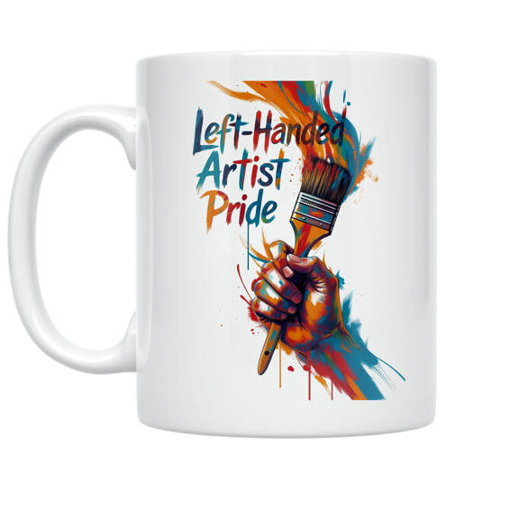 Left-Handed Artist Pride Design - Left-Handed Artist - 11 oz Ceramic Coffee Mug
