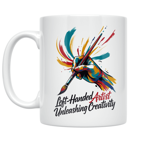 Left-Handed Artist Unleashing Creativity - Left-Handed Artist - 11 oz Ceramic Coffee Mug
