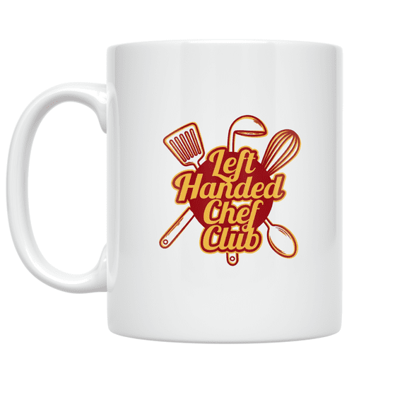 Left Handed Chef Club Design - Left-Handed Cooking Enthusiast - 11 oz Ceramic Coffee Mug